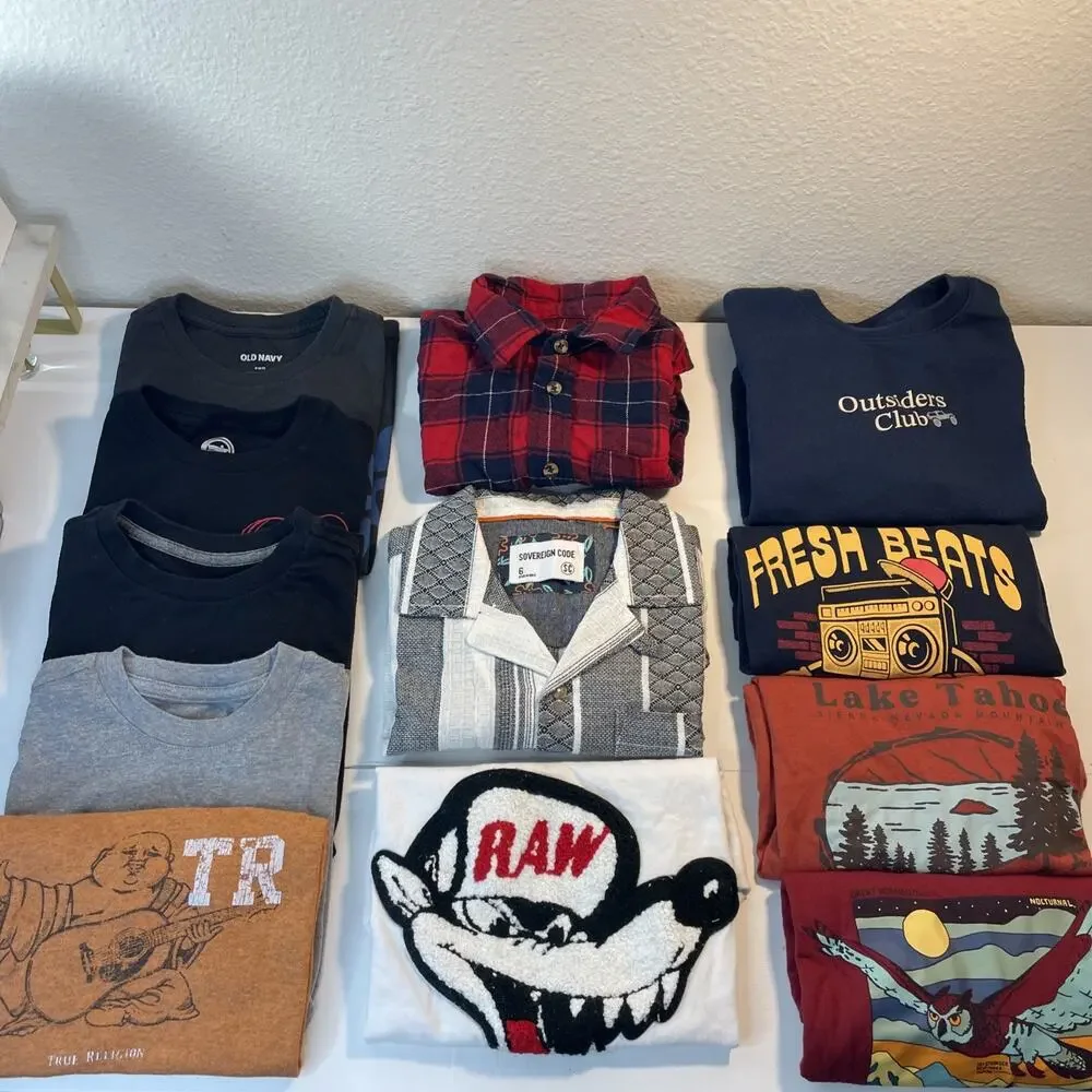 Huge Boys Lot 12 Pcs Size 6-7 T-Shirts True Religion Old Navy Fresh Beats Raw